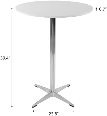NOBPEINT Modern Round Pub Tables Bar Tables with Metal Cross Base, Wooden Cocktail Table with 39.4 Inches Height, White