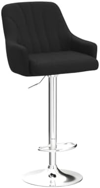 VECELO Bar Stools Set of 2, Adjustable Barstools, Counter Height Stools with Back and Arm, Kitchen Island Stools, Swivel PU Chairs for Pub, Dining Room, Modern Style, Black