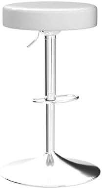 Finnhomy Bar Stools Set of 2 Modern PU Leather, Swivel Barstools with Footrest and Backless Round, Counter Height Adjustable Modern Counter stools for Kitchen, White