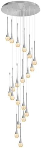 ykolupty H138 Modern Chandelier for High Ceiling 26-Lights Chrome Raindrop Chandeliers Crystal Pendant Light Fixture Large Chandelier for Staircase Foyer Villa Dimmable LED Hanging Light