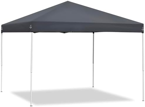 LEMY 10 x 10 FT Pop-Up Foldable Canopy Tent Pre-Assembled Adjustable Lightweight Heights Instant Waterproof Shelter with Wheeled Carry Bag (Grey)