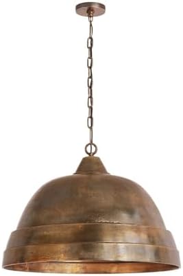 Capital Lighting 335313XB Sedona Handcrafted Sand-Cast Aluminum Industrial Metal Dome Pendant, 1-Light 100 Watts, 20" H x 28" W, Oxidized Brass