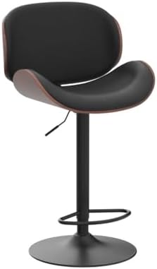 Bar Stools Set of 2, Swivel Adjustable with Bentwood Backrest, Black
