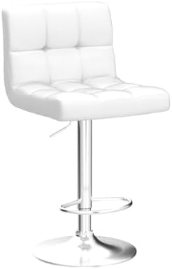 Furmax Bar Stools Modern Pu Leather Swivel Adjustable Hydraulic Bar Stool Square Counter Height Stool Set of 4 (4pcs White)