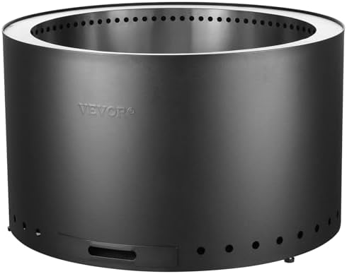 VEVOR Smokeless Fire Pit Stove Bonfire, H: 17 in x Dia: 28 in,Wood Burning Fireplaces with Removable Ash Pan, SUS430 Stainless Steel Inner Portable Outdoor Firepit,for Outdoor Patio Camping, Black