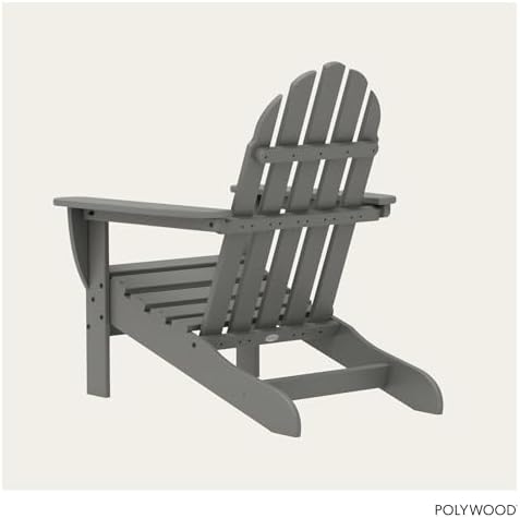 POLYWOOD AD4030GY Classic Outdoor Adirondack Chair, Slate Grey