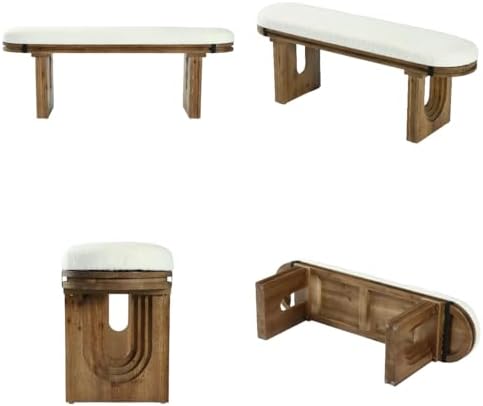 LITTLE TREE Solid Wood Bench with Upholstered, 47.24" End of Bed Bench