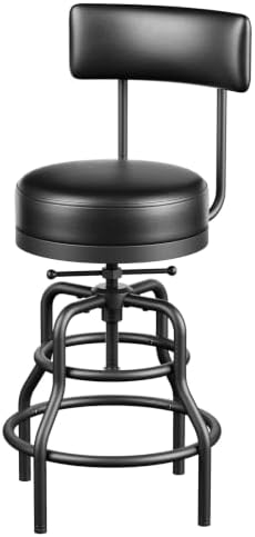 Raynesys 22-29 Inch Adjustable Height Industrial Swivel Bar Stool with Back