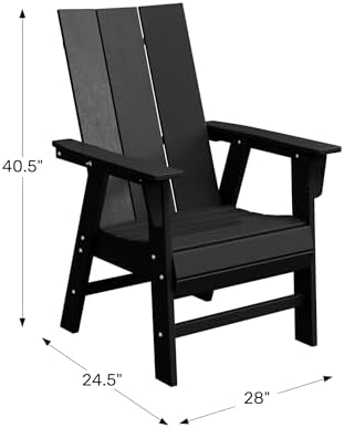 WestinTrends Ashore Outdoor Patio HDPE Plastic Modern Adirondack Dining Chair Navy Blue