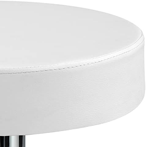 Finnhomy Bar Stools Set of 2 Modern PU Leather, Swivel Barstools with Footrest and Backless Round, Counter Height Adjustable Modern Counter stools for Kitchen, White