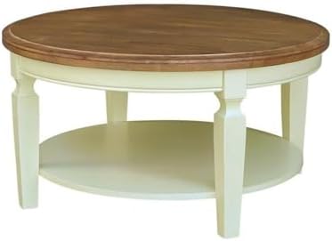 IC INTERNATIONAL CONCEPTS Solid Wood Vista Round Coffee Table, Hickory/Shell