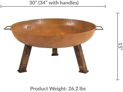 Sunnydaze 30" Heavy-Duty Cast Iron Fire Pit Bowl for Outside, Wood-Burning