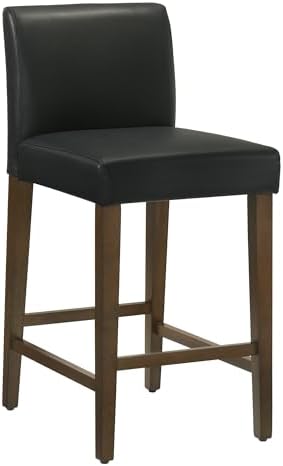 CHITA Counter Height Bar Stools Set of 2, 27" H Seat Height Upholstered Barstools, PU Leather in Black