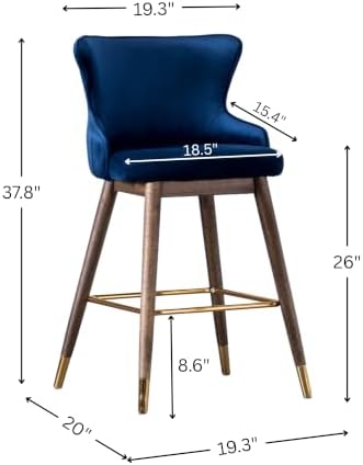 Roundhill Furniture Leland Fabric Upholstered Counter Height Wingback Stools, Set of 2, Blue
