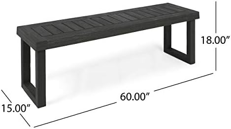 Christopher Knight Home Kemp Outdoor Acacia Wood Bench, Gray Finish, Sandblast Dark Grey
