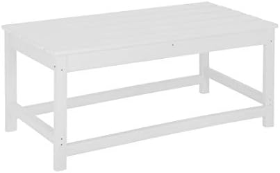 WestinTrends Malibu Outdoor Poly Lumber Coffee Table, 35.25" x 17.5", White