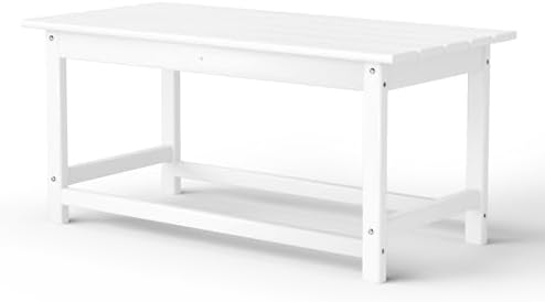 WestinTrends Malibu Outdoor Poly Lumber Coffee Table, 35.25" x 17.5", White