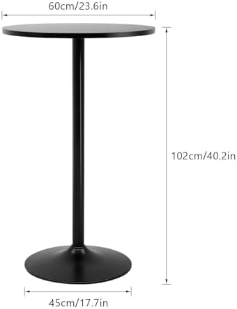 Round Bar Table 40" Height Modern High Top Pub Table with Solid Top & Sturdy Metal Base, Cocktail Table for Bistro, Home, Kitchen or Dining Room, Black