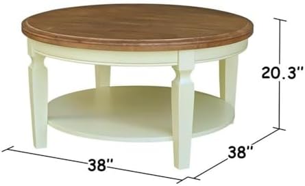 IC INTERNATIONAL CONCEPTS Solid Wood Vista Round Coffee Table, Hickory/Shell