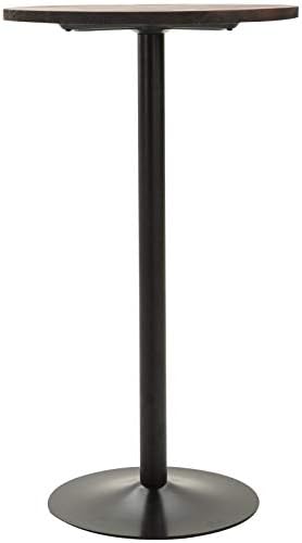 HOMCOM 42" H Round Bar Table, Solid Wood High Top Pub Table, Black