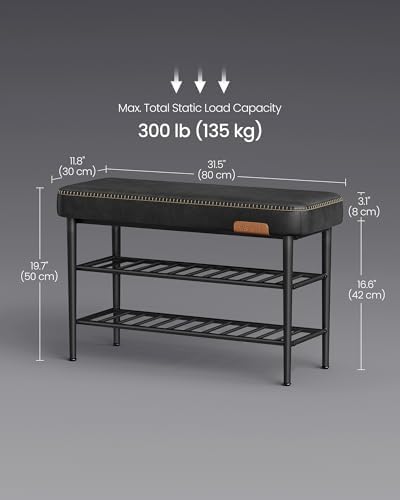 VASAGLE Shoe Bench, Synthetic Leather with Stitching, Loads 300 lb