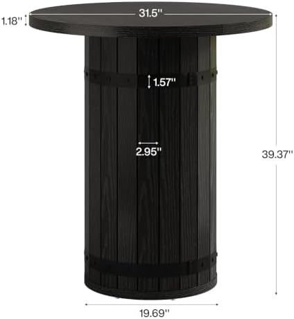 Tribesigns Round Bar Table, 39.4-Inch Bar Height, Bistro Pub Table