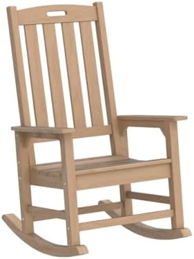 Psilvam Outdoor Rocking Chairs Set of 2, Oversized Porch Rocker (Teak)