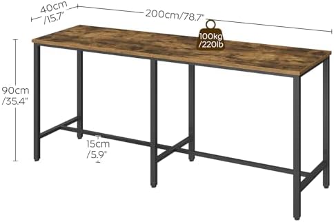 YATINEY 78.7" Long Bar Table, Counter Bar Height Table, High Top Table, Rectangular Hightop Bar Pub, for Kitchen, Living Room, Entryway, Rustic Brown and Black BT20BR