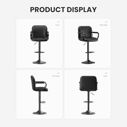 MALOL 3 Piece Bar Stool Set - Swivel High Chairs for Kitchen Island, Modern Bar Stools with Back, Adjustable Taburetes para Barra de Cocina