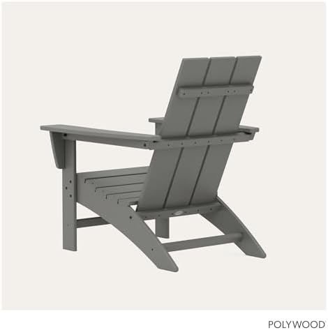 POLYWOOD Modern Adirondack Chair – All-Weather Outdoor Lawn Adirondack Chairs – HDPE, Fade-Resistant & Durable Outdoor Furniture – For Patio, Deck & Fire Pit Chairs – Grey