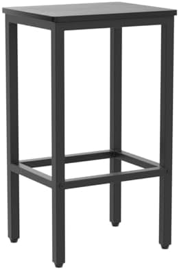 MAHANCRIS Bar Stools, Set of 2 Bar Chairs with Footrest, 2-Piece Dining Stools, 25.8-Inch Height, Rectangular Industrial Bar Stools, Strong Metal Frame, for Dining Room, Kitchen, Black BAHB0101