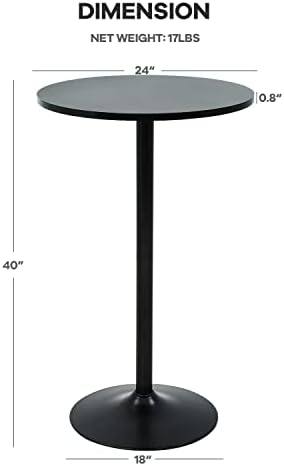NChanmar Bar Table Round Pub Table Cocktail Bistro High Table with Black Top and Base for Home Kitchen Small Spaces