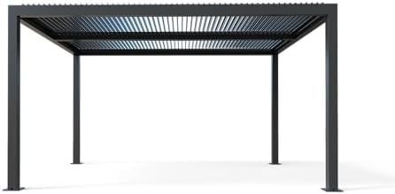 PURPLE LEAF Louvered Pergola 11' x 14' 94AS with Two Adjustable Roof Gray