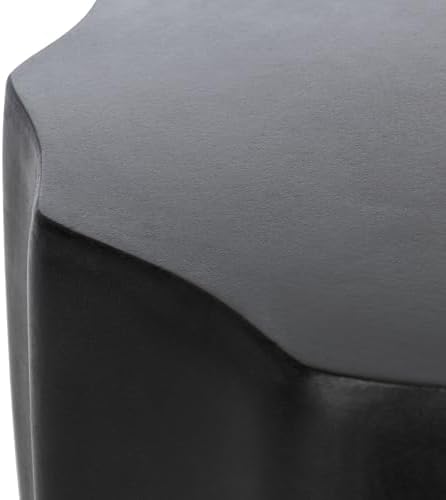 SAFAVIEH Outdoor - Jaslyn Accent Stool - Black Concrete - Modern Sculptural Drum Design - Ideal for Living Room, Patio, Deck, Sunroom, 15.3" W x 15.3" D x 17.7" H (VNN1010C)
