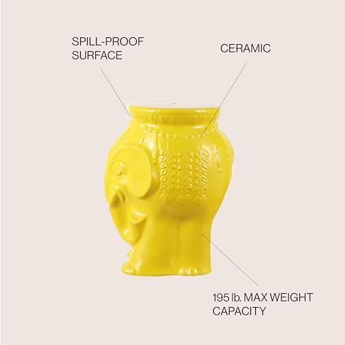 JONATHAN Y Orla Elephant Garden Stool 18.5" Ceramic Accent Table, Yellow
