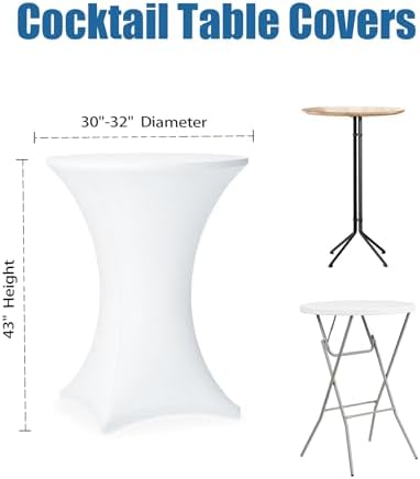 Cocktail Table Covers - 2 Pack 32x43 Inch Table Cloth - White