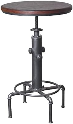 Topower Industrial Bar Table 31.5-41.3" Adjustable Pub Table Kitchen Dining Coffee Bistro Table Black Desktop