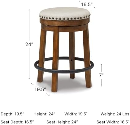 Signature Design by Ashley Valebeck Swivel Counter Height Bar Stool, 24 in