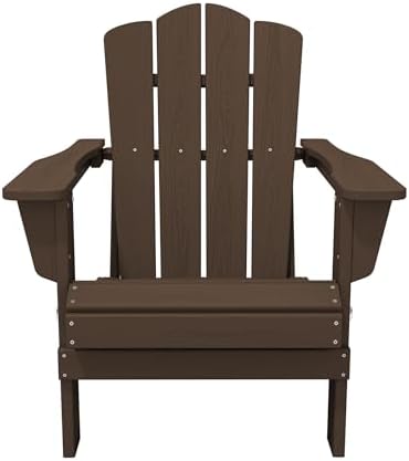 KINGYES Folding Adirondack Chair Set of 2 with Cup Holder, Coffee
