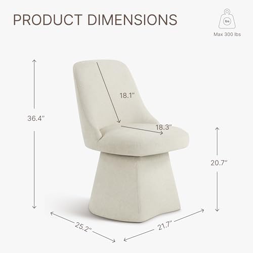 KISLOT Swivel Dining Chairs Set of 4, Upholstered Mid Century Modern Deskchair with High Back, Linen Fabric Kitchen Chairs for Dining Room, Bedroom, Dressing Room, Linen