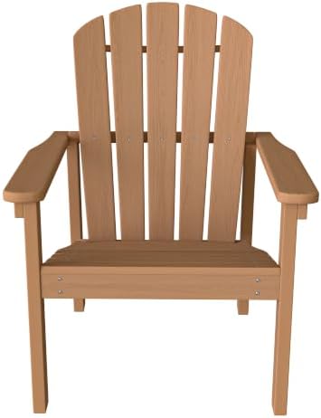 nevilywood Stackable Adirondack Chair, HDPE Outdoor Chair Set of 4, Teak