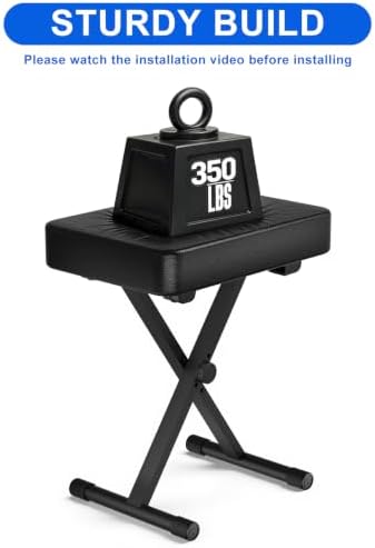 Adjustable X-Style Keyboard Bench,Thick Cushion,Folding X-Style Keyboard Bench,3-Position Height,Non-Slip & Height-Adjustable Rubber Feet,Black