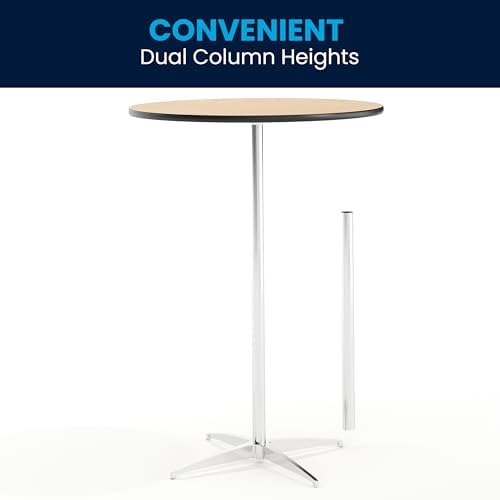 Flash Furniture Lars 30" Round Cocktail Table with 30" and 42" Columns, Adjustable Standard or Bar Height Round Table for Events or Home Use, Natural
