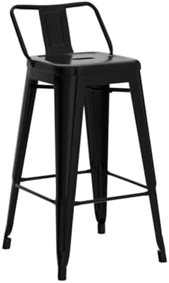 Yaheetech 30 Inch Metal Bar Stools Set of 4 Bar Chairs with Low Back, Black