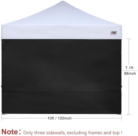 ABCCANOPY Instant Canopy SunWall 10x10 FT, 3 Pack Sidewall Only, Black