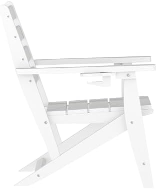 Flash Furniture HDPE Adirondack Dining Chair with Cup Holder, White