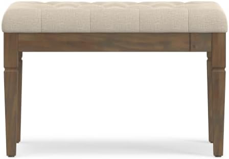 SIMPLIHOME Waverly 28" Wide Linen Look Rectangle Ottoman in Natural