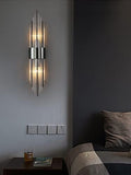 2-Light Modern Wall Sconce Black Clear Glass Crystal Vanity Light