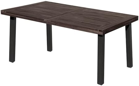 Flamaker Outdoor Acacia Wood Dining Table for 6, Deep Brown