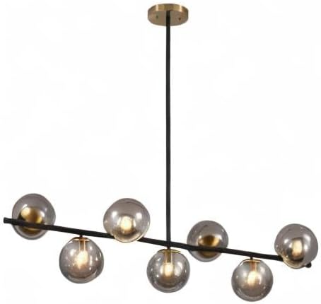 kco 7-light mid century modern black brass gold, view 10
